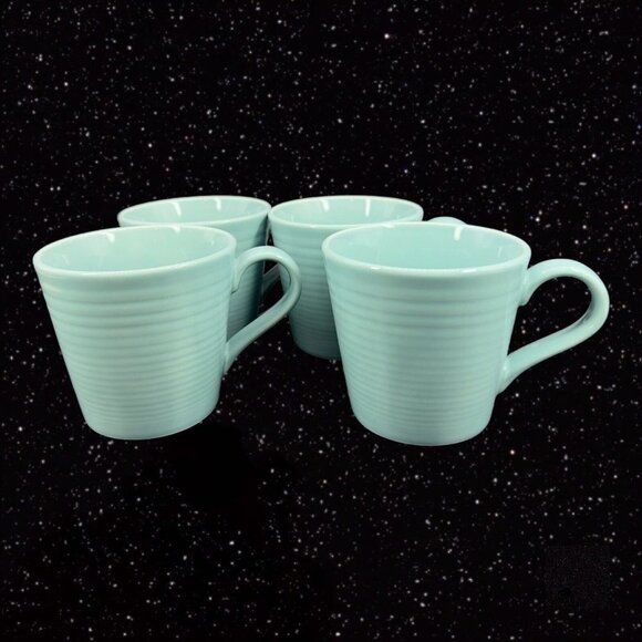 ROYAL DOULTON Teal GORDON RAMSAY MAZE Stoneware Mug Set 4 Light Blue Green - Picture 2 of 15